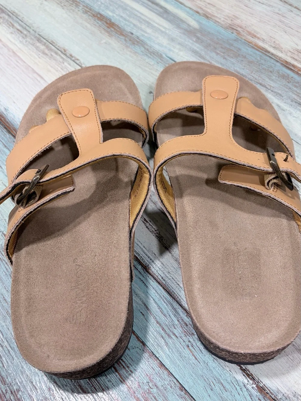 Wellrox Sedona Tan Leather Toe-Loop Orthotic Sandals Yoga Toe Separator Wellness